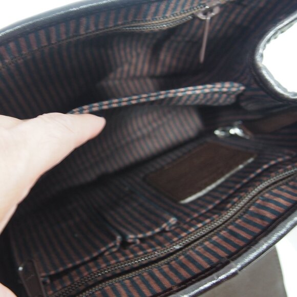 Vintage Brighton Crocodile/Basket Weave Brown Shoulder Bag with Hangtag - Picture 10 of 16